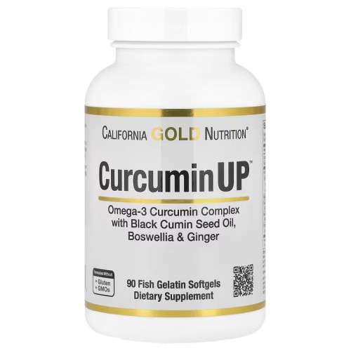 California Gold Nutrition, Curcumin UP, омега-3 и куркумин, для суставов, 90 капсул из рыбьего желатина
