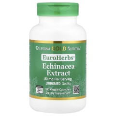 California Gold Nutrition, EuroHerbs, экстракт эхинацеи, качество Euromed, 80 мг, 180 растительных капсул