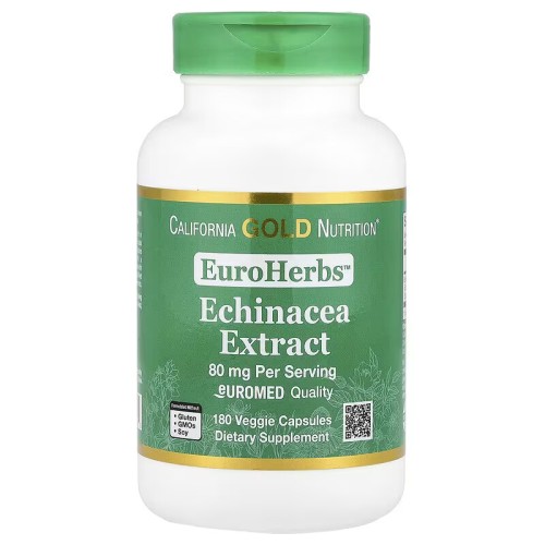 California Gold Nutrition, EuroHerbs, экстракт эхинацеи, качество Euromed, 80 мг, 180 растительных капсул
