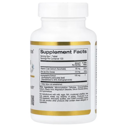 California Gold Nutrition, добавка для укрепления иммунитета на основе андрографиса с экстрактом AP-Bio, 100 мг, 120 таблеток