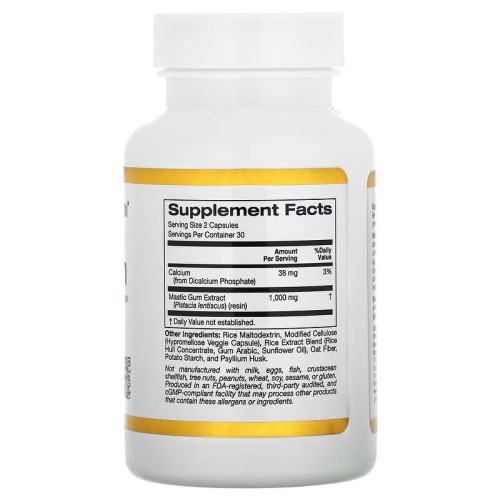 California Gold Nutrition, мастиковая смола, 500 мг, 60 растительных капсул (30 порций)