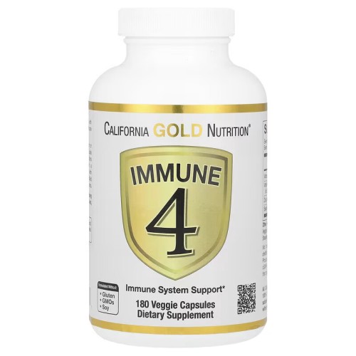 California Gold Nutrition, Immune 4, средство для укрепления иммунитета, 180 растительных капсул