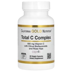 California Gold Nutrition, Total C Complex, комплекс с аскорбиновой кислотой, амлой, цитрусовыми биофлавоноидами и экстрактом шиповника, 500 мг, 60 растительных капсул