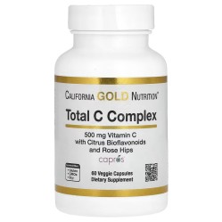 California Gold Nutrition, Total C Complex, комплекс с аскорбиновой кислотой, амлой, цитрусовыми биофлавоноидами и экстрактом шиповника, 500 мг, 60 растительных капсул