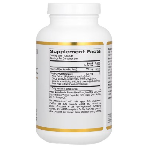 California Gold Nutrition, Total C Complex, 500 мг, 240 растительных капсул