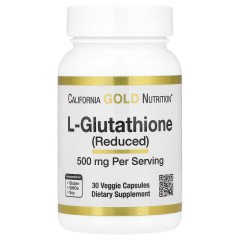 California Gold Nutrition, L-глутатион (восстановленный), 500 мг, 30 растительных капсул