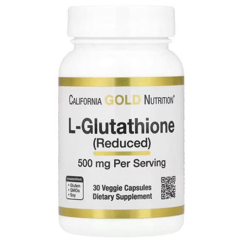 California Gold Nutrition, L-глутатион (восстановленный), 500 мг, 30 растительных капсул