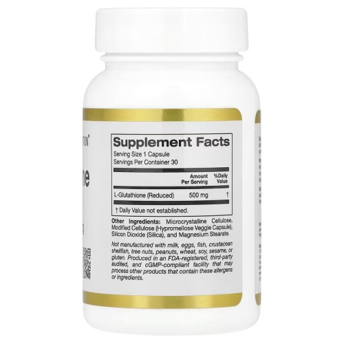 California Gold Nutrition, L-глутатион (восстановленный), 500 мг, 30 растительных капсул