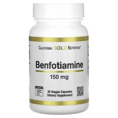 California Gold Nutrition, бенфотиамин с L-лейцином, 150 мг, 30 растительных капсул