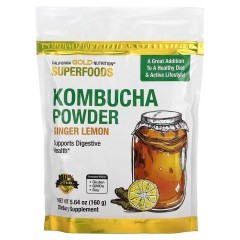 California Gold Nutrition, Superfoods, комбуча в порошке, со вкусом имбиря и лимона, 160 г (5,64 унции)