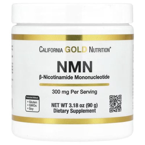 California Gold Nutrition, NMN в порошке, 300 мг, 90 г (300 порций)