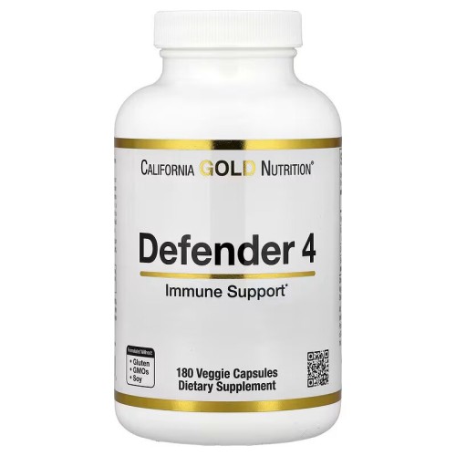 California Gold Nutrition, Defender 4, добавка с витаминами C и D, цинком и селеном, 180 вегетарианских капсул