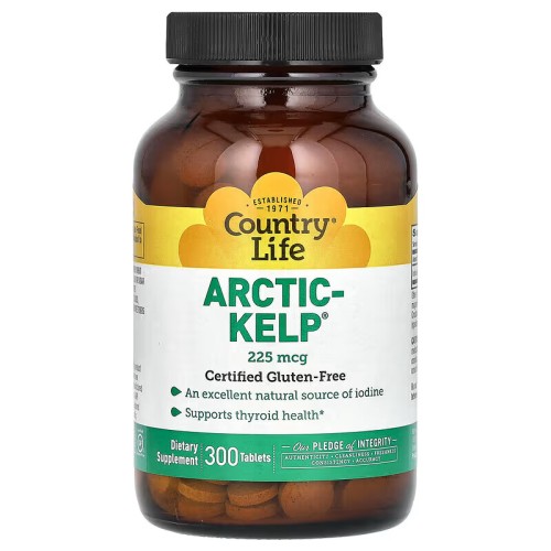 Country Life, Arctic-Kelp, арктические бурые водоросли, 225 мкг, 300 таблеток