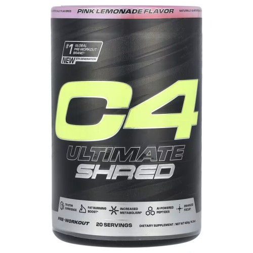 C4 / Cellucor, C4 Ultimate Shred, предтренировочный комплекс, Розовый лимонад, 406 г (20 порций)