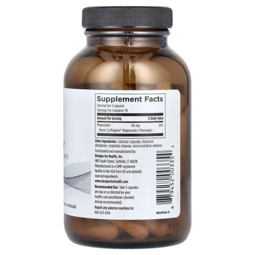 Designs For Health, NeuroMag, L-треонат магния в хелатной форме, 90 вегетарианских капсул (30 порций)
