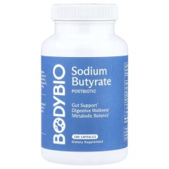 BodyBio, бутират натрия, 100 капсул (50 порций)