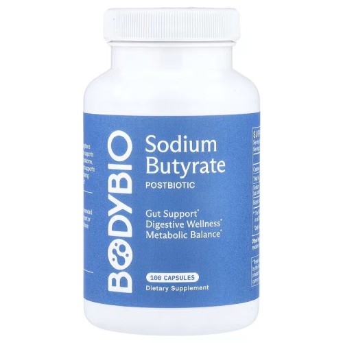 BodyBio, бутират натрия, 100 капсул (50 порций)