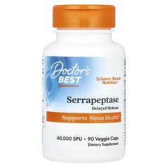 Doctor's Best, серрапептаза, 90 вегетарианских капсул