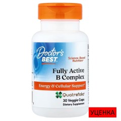 Doctor's Best, комплекс активных витаминов B с Quatrefolic, 30 вегетарианских капсул