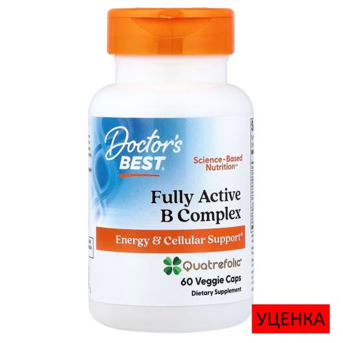 Doctor's Best, комплекс активных витаминов B с Quatrefolic, 60 вегетарианских капсул