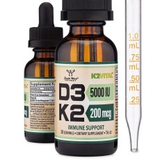 Double Wood, Supplements, Жидкие капли с витамином D3 + K2 (MK-7), 30 порций