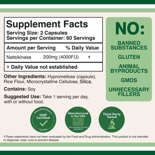 Double Wood, Supplements, Наттокиназа, 200 мг, 120 капсул (60 порций)