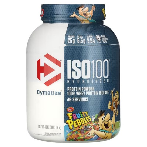 Dymatize, ISO100, гидролизованный, 100% изолят сывороточного протеина, вкус фруктовые камешки, 1,37 кг, 45-46 порций