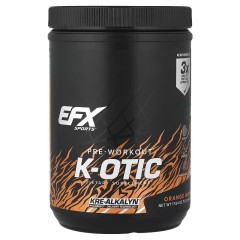 EFX Sports, Предтренировочный комплекс K-otic, со вкусом апельсина и манго, 500 г (20 порций)