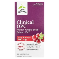 Terry Naturally, Clinical OPC, Экстракт семян французского винограда с повышенной силой действия, 400 мг, 60 мягких таблеток