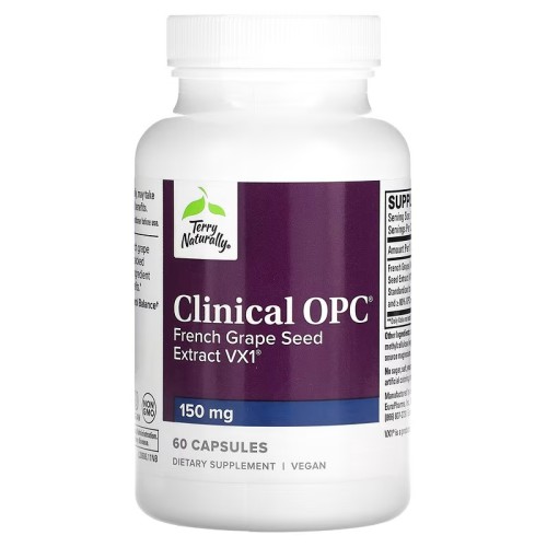 Terry Naturally, Clinical OPC, Экстракт семян французского винограда,150 мг, 60 капсул (УЦЕНКА! Срок годности: 06/25)