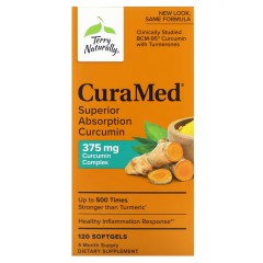 Terry Naturally, CuraMed, куркумин для превосходной усвояемости, 375 мг, 120 мягких таблеток