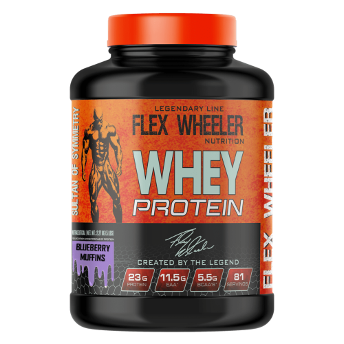 FLEX WHEELER, сывороточный протеин, черничный кекс, 2,26 кг (81 порция)