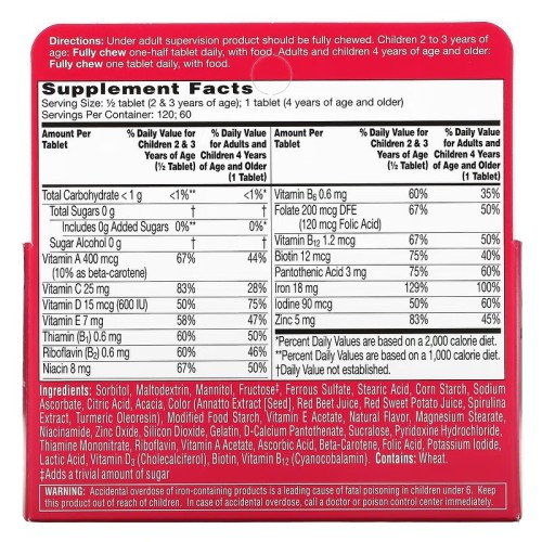 BAYER, Flintstones, Детский поливитамин с железом, фруктовые вкусы, 60 жевательных таблеток