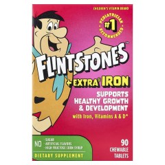 Flintstones, Мультивитамины для детей, с дополнительным содержанием железа, 90 жевательных таблеток
