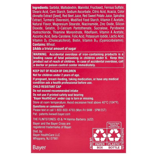 Flintstones, Мультивитамины для детей, с дополнительным содержанием железа, 90 жевательных таблеток