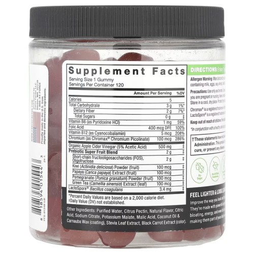 Force Factor, ProbioSlim, жевательные мармеладки с кето-уравновешиванием, вкус яблоко, 120 жевательных таблеток