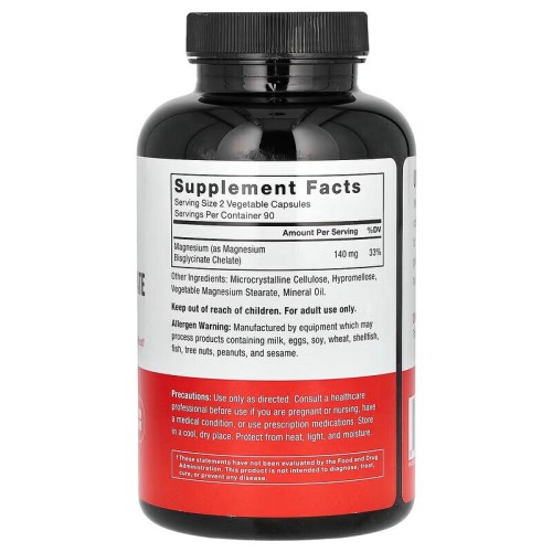 Force Factor, глицинат магния, 140 мг, 180 растительных капсул (90 порций)