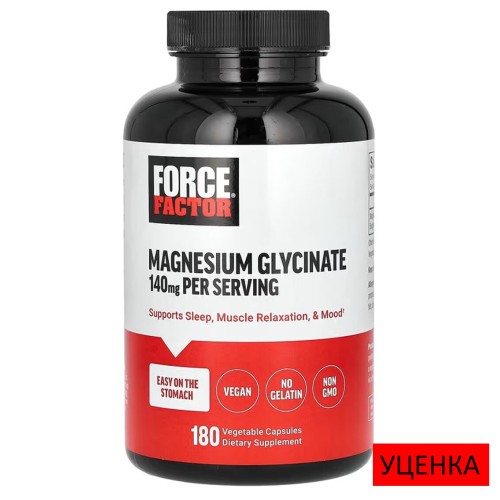 Force Factor, глицинат магния, 140 мг, 180 растительных капсул (90 порций)