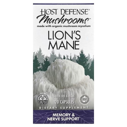 Fungi Perfecti Host Defense, Mushrooms, ежовик гребенчатый, поддержка памяти и нервной системы, 120 вегетарианских капсул (60 порций)