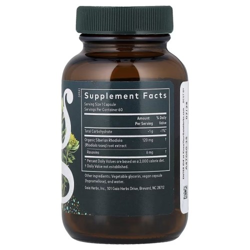 Gaia Herbs, Родиола розовая, 60 веганских жидких фито-капсул