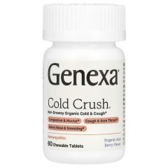 Genexa, Cold Crush, органические средства от простуды и кашля без сонливости, органические ягоды асаи, 60 жевательных таблеток