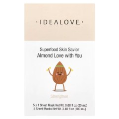 Idealove, Superfood Skin Savior, маска для лица с суперфудами, миндаль, 5 шт по 20 мл (0,68 жидк. унции)