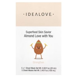 Idealove, Superfood Skin Savior, маска для лица с суперфудами, миндаль, 5 шт по 20 мл (0,68 жидк. унции)