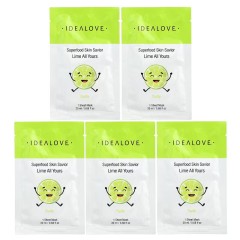 Idealove, Superfood Skin Savior, маска для лица с суперфудами, лайм, 5 шт по 20 мл (0,68 жидк. унции)