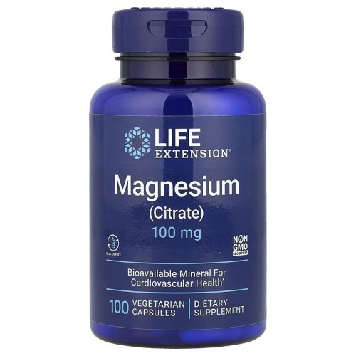 Life Extension, магний (цитрат), 100 мг, 100 вегетарианских капсул