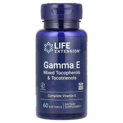 Life Extension, Gamma E, смесь токоферолов и токотриенолов, 60 мягких таблеток