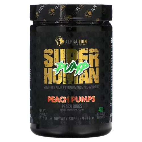 ALPHA LION, SuperHuman Pump, Peach Pumps, вкус Персиковые кольца, 378 г, 42 порции