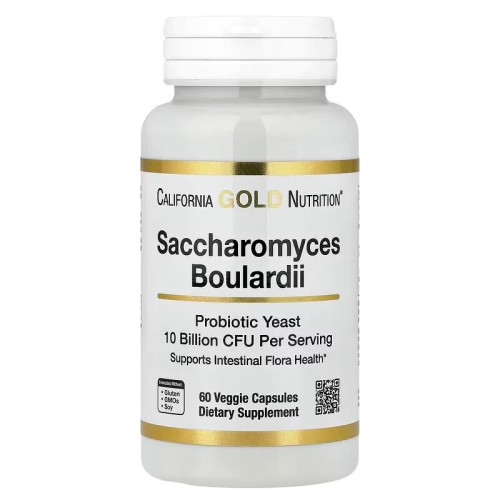 California Gold Nutrition, сахаромицеты Буларди, пробиотические дрожжи, 10 млрд КОЕ, 60 растительных капсул, (30 порций)
