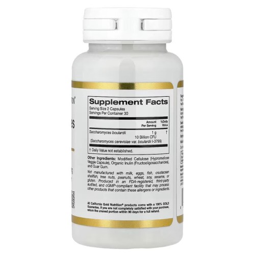 California Gold Nutrition, сахаромицеты Буларди, пробиотические дрожжи, 10 млрд КОЕ, 60 растительных капсул, (30 порций)