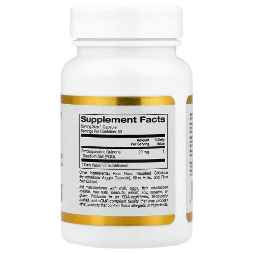 California Gold Nutrition, пирролохинолинхинон, 20 мг, 60 растительных капсул